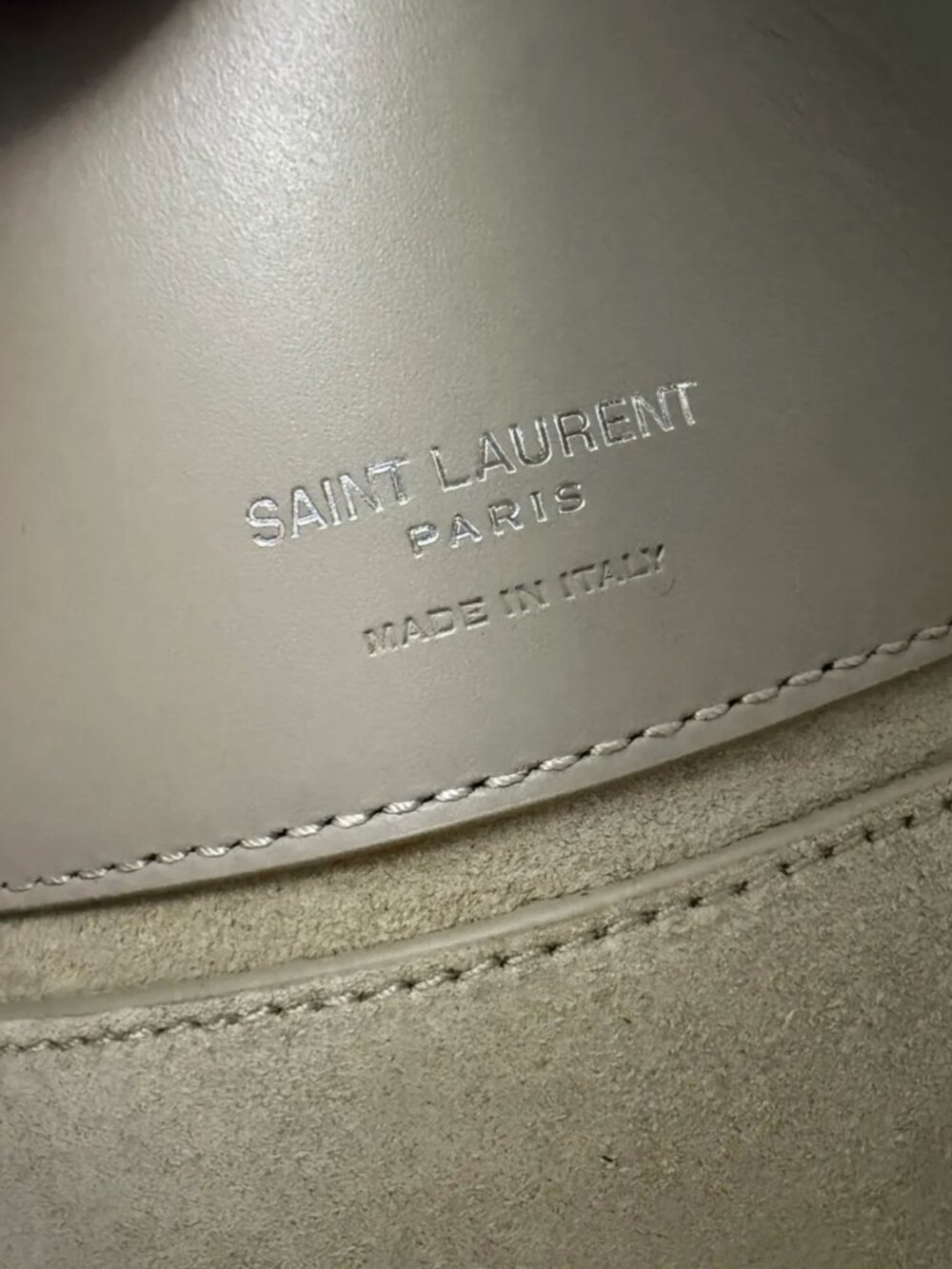 SAINT LAURENT Smooth Calfskin Le 37 Small Bucket Bag in Sea Salt - Picture 3 of 12